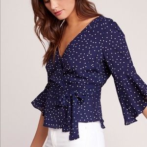 BB Dakota Feminine Navy Polkadot Blouse
